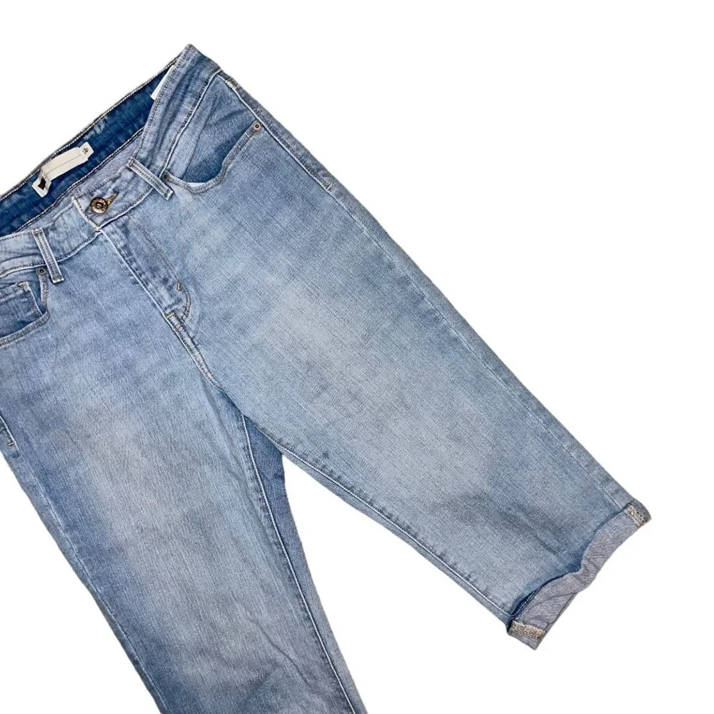 Levis Light Wash Cuffed Capris Jeans Petites Womens 12P 16 - Picture 4 of 8